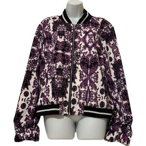 Ashley Stewart Purple and White Bomber Jacket